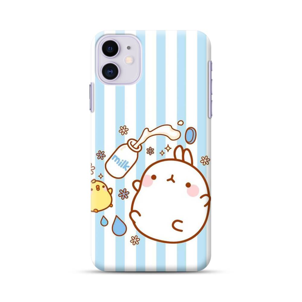 Blue Stripe And Cute Molang Iphone 11 Case Case Custom