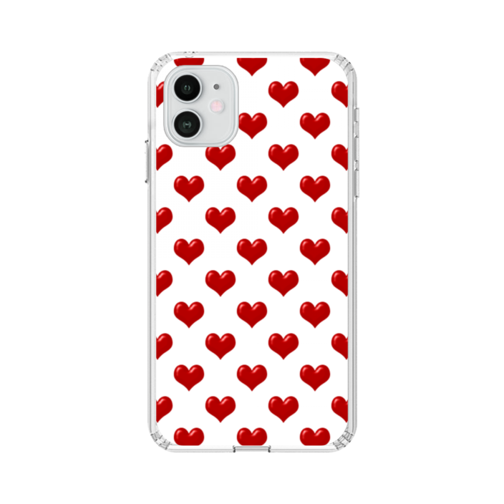 Red Heart Pattern iPhone 12 Clear Case Case Custom