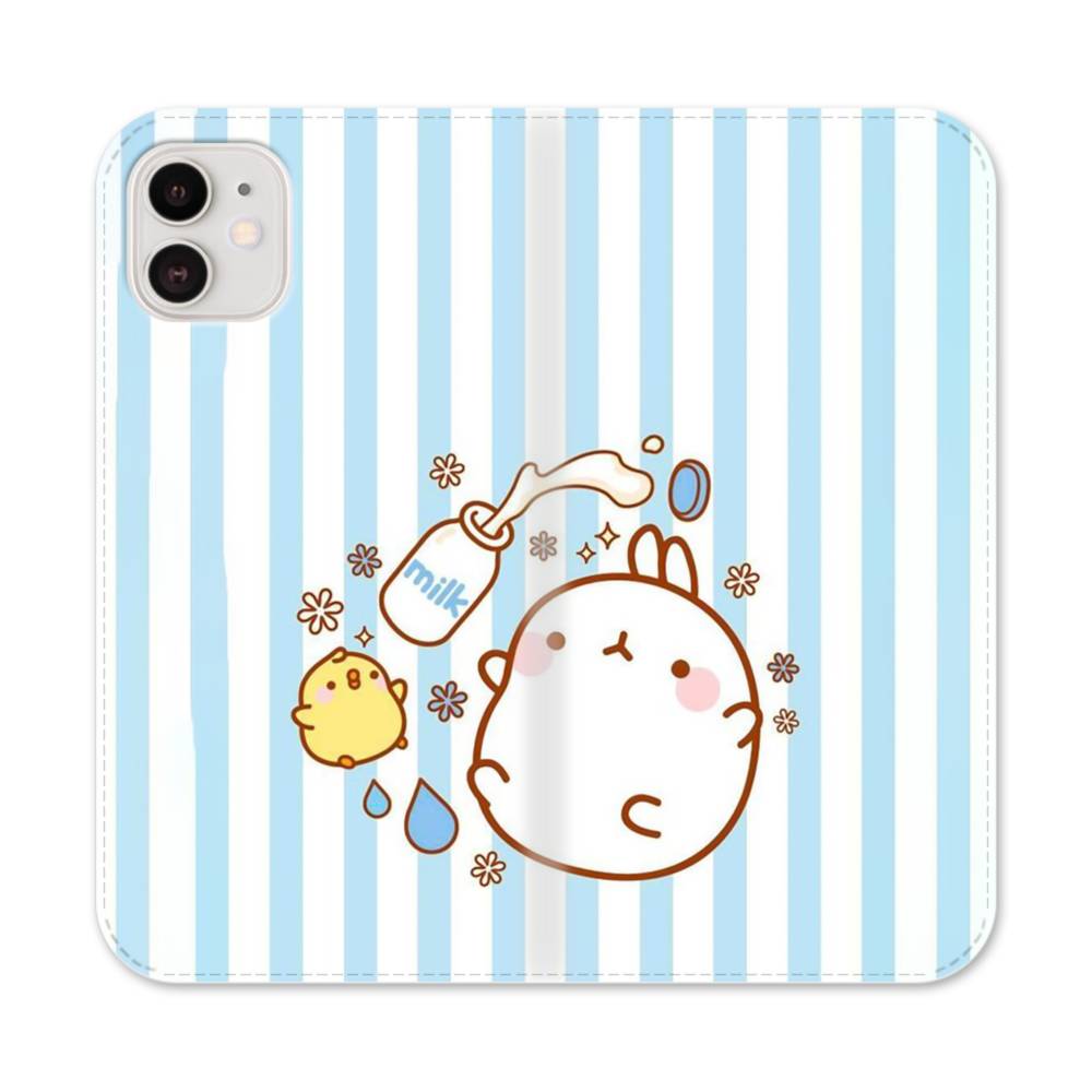 Blue Stripe And Cute Molang iPhone 12 Mini Flip Case Case Custom