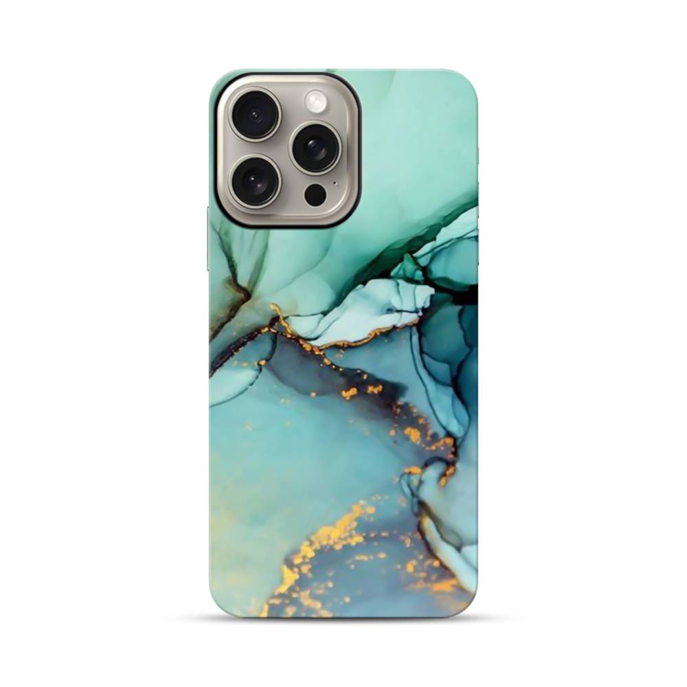 Blue Gold Marble iPhone 15 Pro Max Defender Case | Case-Custom