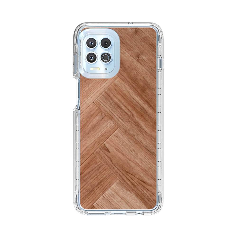 Wood Woodgrain Herringbone Motorola Moto G100 Clear Case | Case-Custom