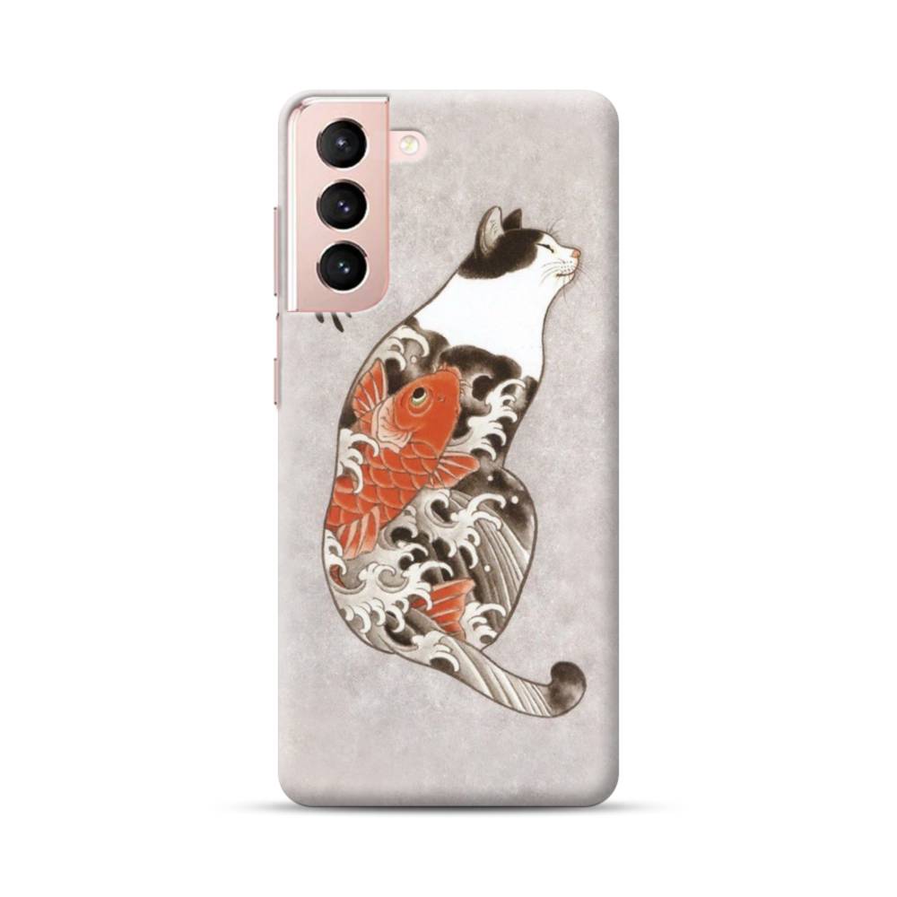 Monmon Cats Japanese Tattoo Cats Art Samsung Galaxy S21 Case Case Custom