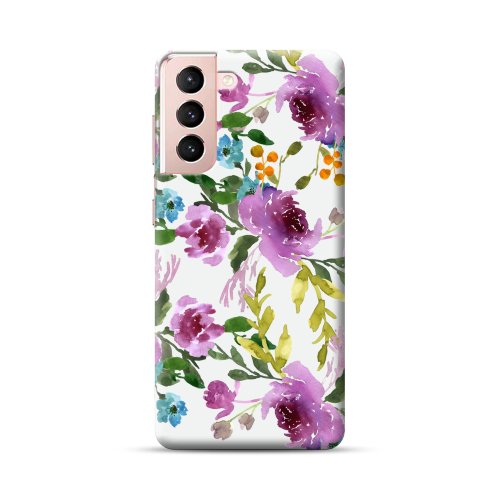 Purple Peony Watercolor Floral Bouquet Samsung Galaxy S21 Plus Case Case Custom