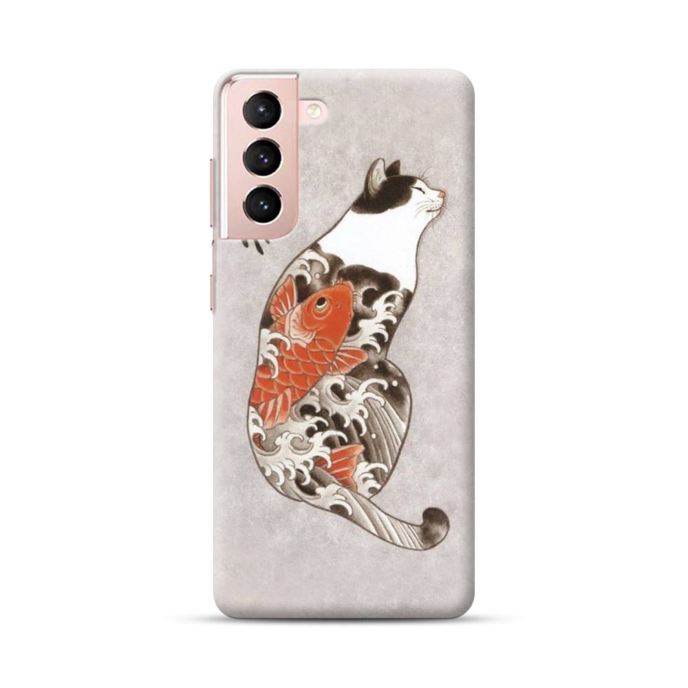 Monmon Cats Japanese Tattoo Cats Art Samsung Galaxy S21 Plus Case Case Custom